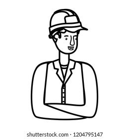 young man builder avatar character