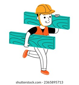 young man builder vector illustration