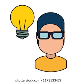 young man with bulb