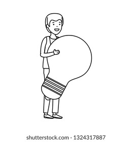 young man with bulb light