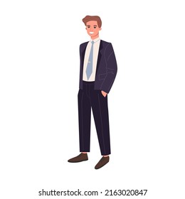 Young man in business suit talking vector illustration. Social networks, dialog and conversation concept. Men and women asking