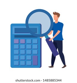 young man with calculator character