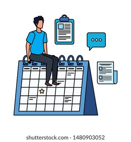 young man with calendar character