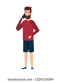 young man calling with smartphone