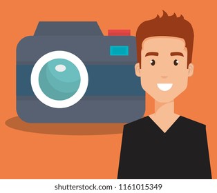 young man with camera avatar character
