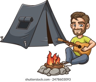 Joven Ilustración vectorial de camping