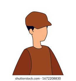 Joven con diseño de ilustración vectorial de personaje de avatar con tapa