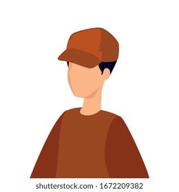 young man with cap avatar character vector illustration design
