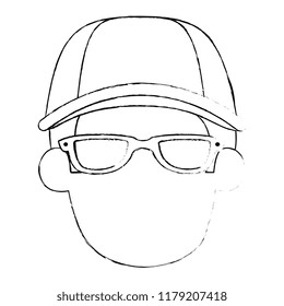 young man with cap and glasses head