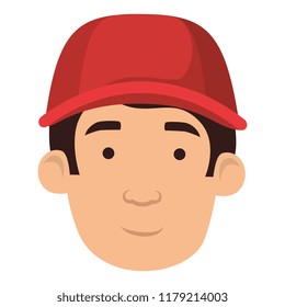 young man with cap head character