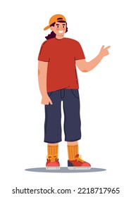 Young man in a cap and sneakers. Vector illustration flat 