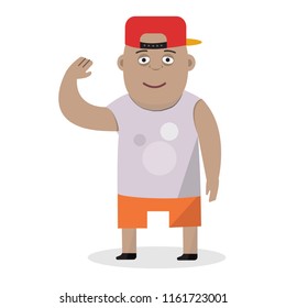 A young man in cap. Vector illustration of smiling guy.