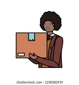 young man with cardboard box avatar character