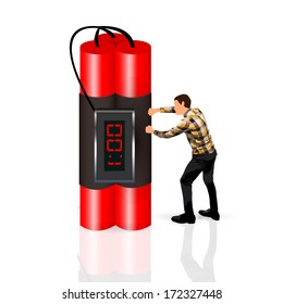 young man carrying a dynamite