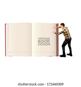 young man carrying with an empty book