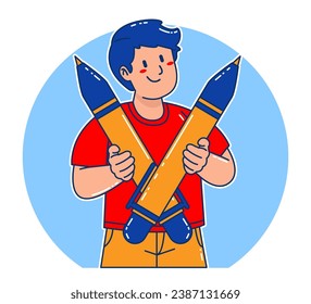 Young Man carrying a pen