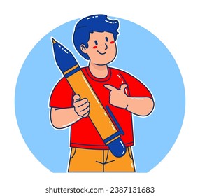 Young Man carrying a pen