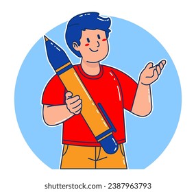 Young Man carrying a pen
