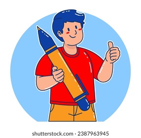 Young Man carrying a pen