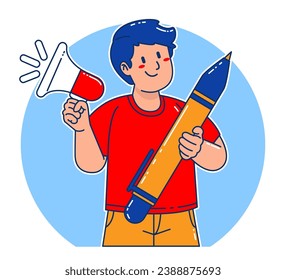 Young Man carrying a pen