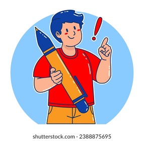 Young Man carrying a pen