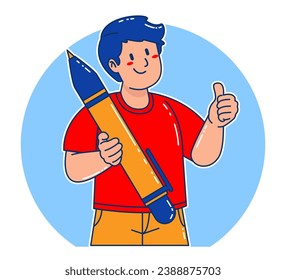 Young Man carrying a pen