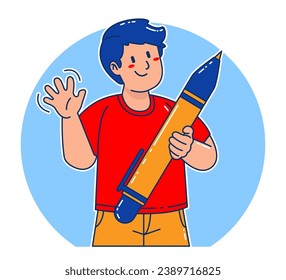 Young Man carrying a pen