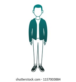 Young man cartoon avatar in blue lines