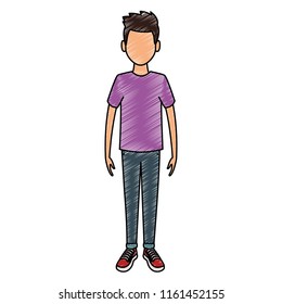 Young man cartoon avatar scribble