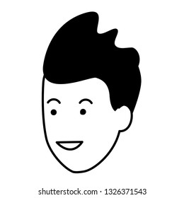 young man cartoon in black and white