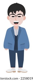 Young man cartoon in a blue jacket