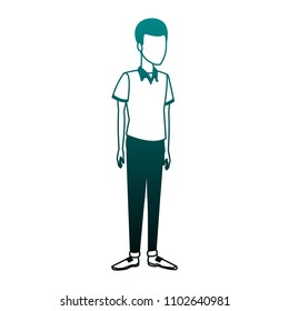 Young man cartoon blue lines
