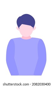 Young Man cartoon character. People face profiles avatars and icons. Close up image of man taking a bow. Vector flat illustration.
