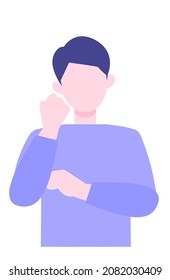 Young Man Cartoon Character. People Face Profiles Avatars And Icons. Close Up Image Of Confused Man. Vector Flat Illustration.