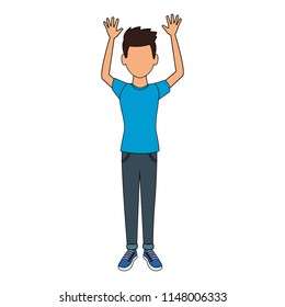 Young man cartoon faceless