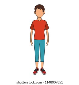 Young man cartoon faceless
