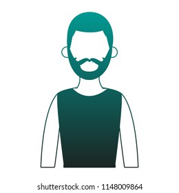 Young man cartoon faceless blue lines