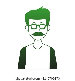 Young man cartoon faceless in green white