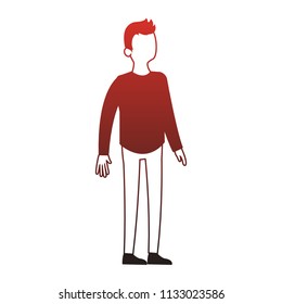 Young man cartoon faceless red lines