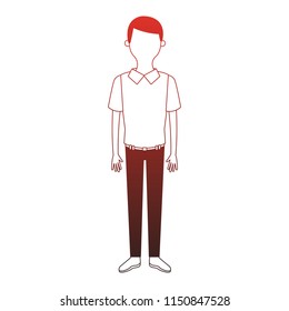 Young man cartoon faceless red lines