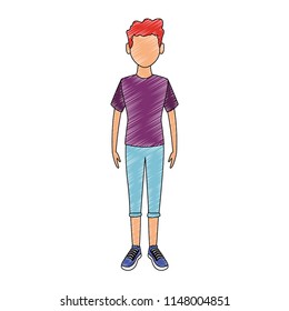 Young man cartoon faceless scribble