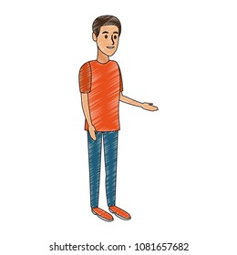 Young man cartoon scribble