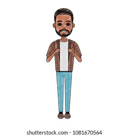 Young man cartoon scribble