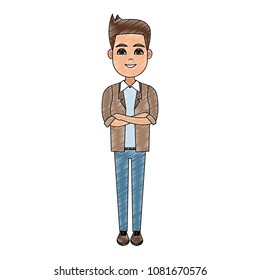 Young man cartoon scribble
