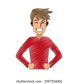 Young man cartoon scribble