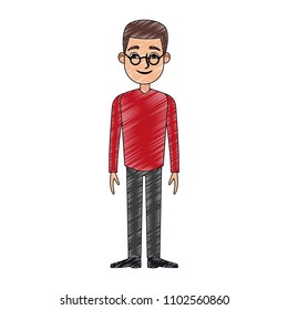 Young man cartoon scribble