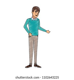 Young man cartoon scribble