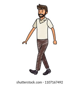 Young man cartoon scribble