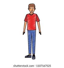 Young man cartoon scribble