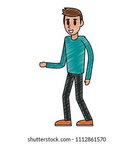 Young man cartoon scribble